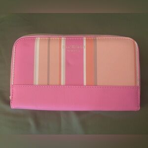 Isaac Misrahi Vibrant Pink and Peach Makeup Travel Zip